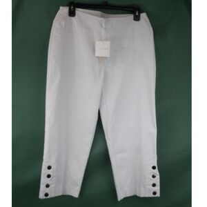 Zac & Rachel Optic White Slim Crop Pants with Button Detail MR81HS14Y Size 10
